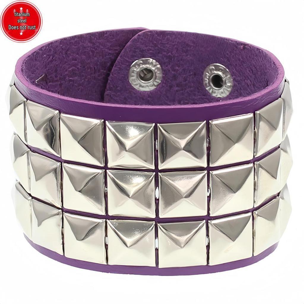 European & American Punk Street Style Rivet Leather Couple Bracelet for Nightclubs