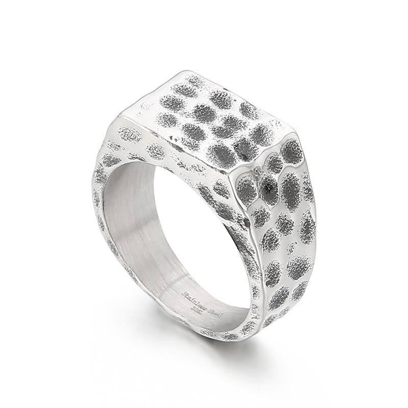 Kalen Stainless Steel Geometric Square Round Ring Men‘s Hip Pop Cool Boy Gift #7-#11 Chunky Anillos Polished Trend Jewelry