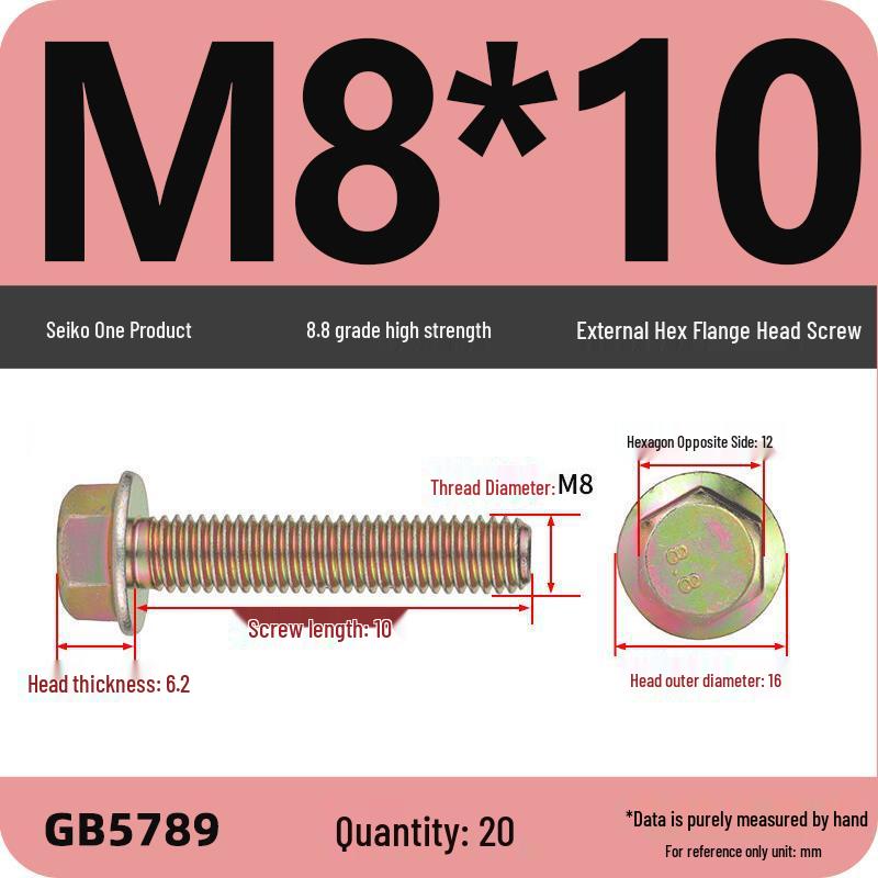 Verzinkter Sechskantflanschschraube mit Scheibe, Güte 8.8, M5-M12
