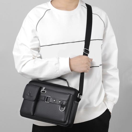 Shoulder Bag Adjustable Strap Waterproof Solid Color Lightweight Large Capacity Crossbody Bag for Business