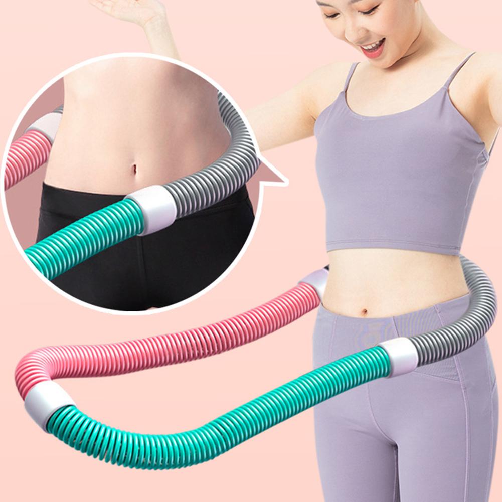 Weighted Fitness Hoop Portable Soft Spring Hoop Quiet Design Foldable Waist Toning Hoop Waist Training Circle for Fat Burning
