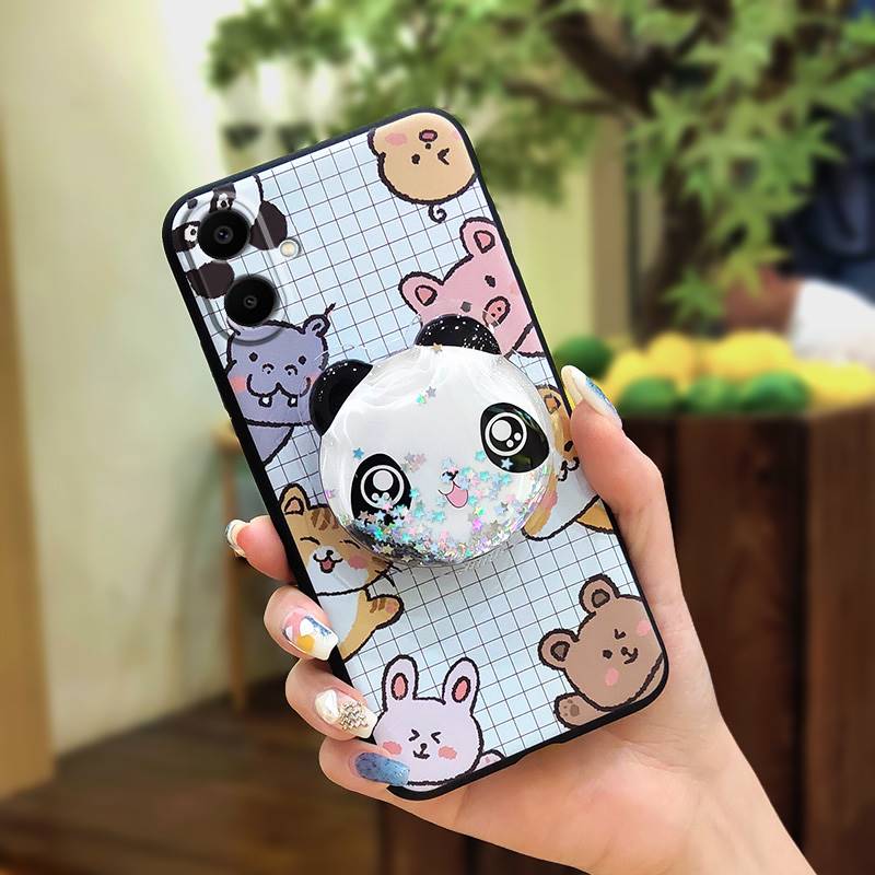Fashion Design Dirt-resistant Phone Case For Samsung Galaxy A07 Glitter Soft Case Rotatable Stand Skin Feel Silicone TPU