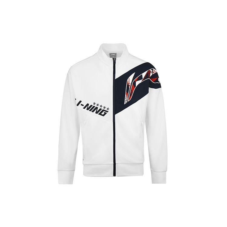 

Li-Ning Training Series, куртка на молнии с большим логотипом и принтом, мужская верхняя одежда, белая AWDS363-2 S