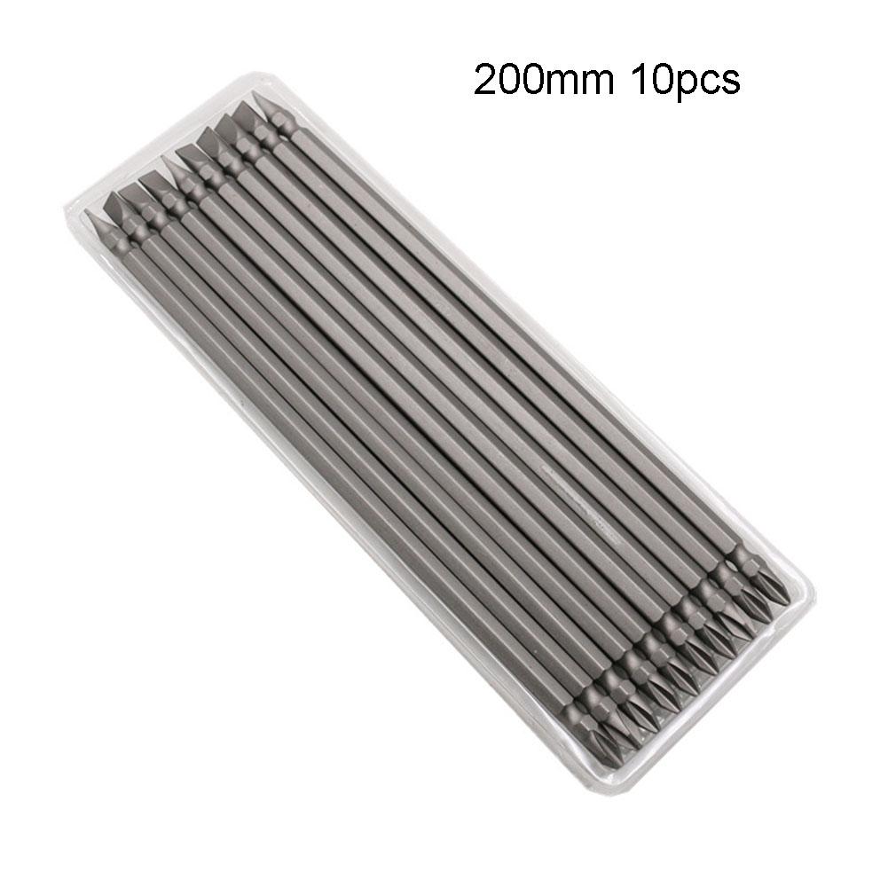10Pcs Magnetic Screwdriver Bits 50/65/100/150/200mm Cross & Slot Drill Bit PH2 X 6mm Double Head Electric Screwdriver Drills