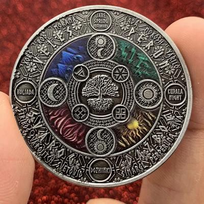 Livets träd Array Utmaningsmynt Diagram Antikt silver Brittiska Drottning Elizabeth Yin Yang Solgud Nickel Minnesmynt Gåva