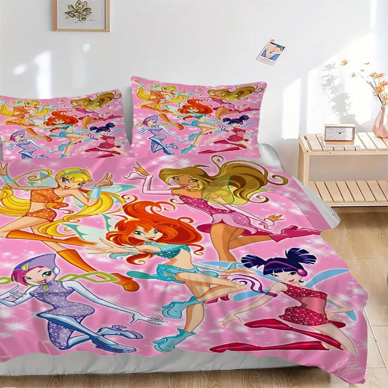 Magical Winx Adventure Print 3Pcs Bedding Setduvet Cover With 2 Bedropillowcase Home Birthday Gift
