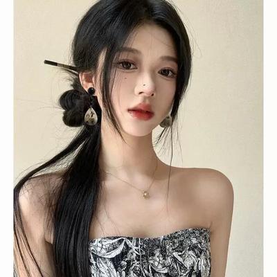 Silver Needle New Chinese Long Shell Earrings Women, Retro National Style Design Water Drop Pearl Earrings Earrings
