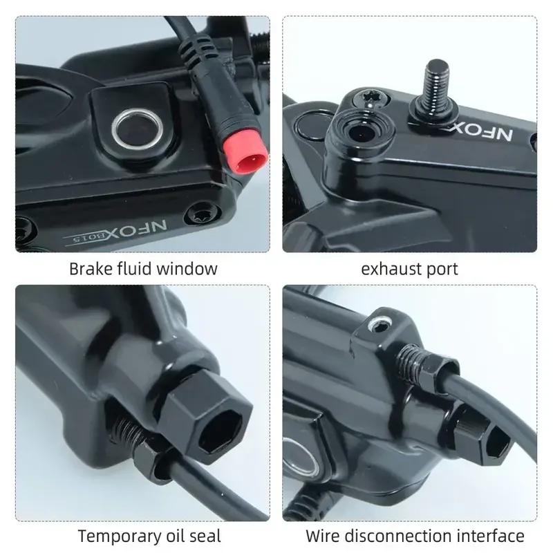 NFOX B015 4-piston Disc Hydraulic Brake E-bike Folding Mountain Bike Bicycle Power Off Black Red 160 180 203 Roto Split Tube New