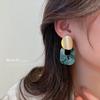Silver needle diamond-set geometric acrylic earrings European and American exaggerated design sense brick pattern earrings temperament earrings women