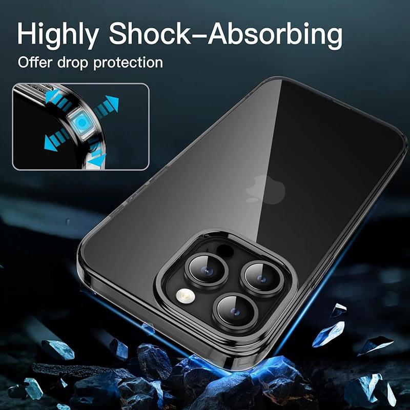 Transparent black silicone soft TPU case for For Iphone 16 15 Pro Max carcasa ultra thin case for For Iphone 14 13 12 mini 11 pro Max
