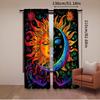 Whimsical Abstract Sun Moon Pattern Curtains Fantasy Style Suitable Living Room Dining Kitchen Bedroom Bathroom Curtain Set Of 2 Made Polyester