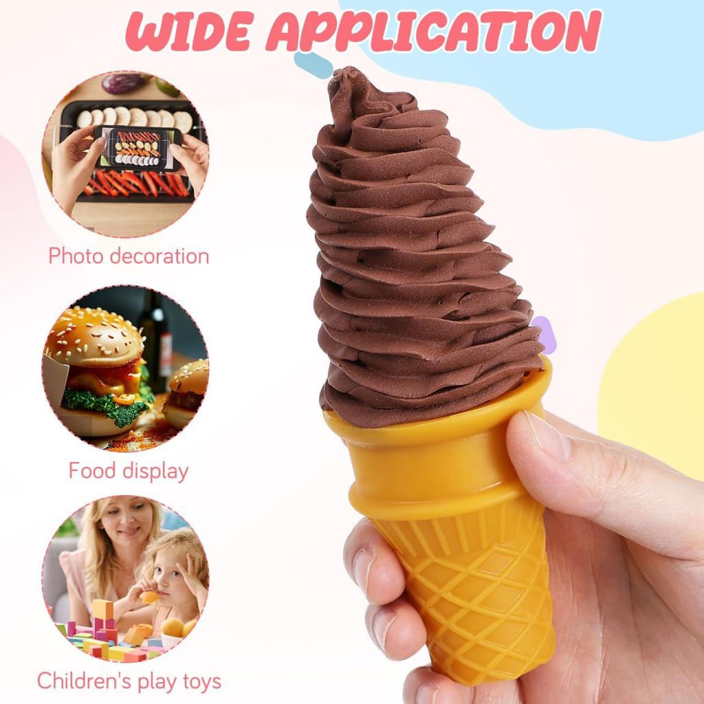 DOITOOL 2 Stück Fake-Eistüten Realistische Eiscreme-Requisite Kunststoff-Eistütenmodelle Künstliche Eistüten für Geburtstagsfeiern Geschäfte