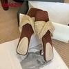 Fashion Fashion Strange Heels Women Sandals Slides Shoes 2025 New Female Shallow Footwear Square Toe Ladies Heeled Sandals Shoes