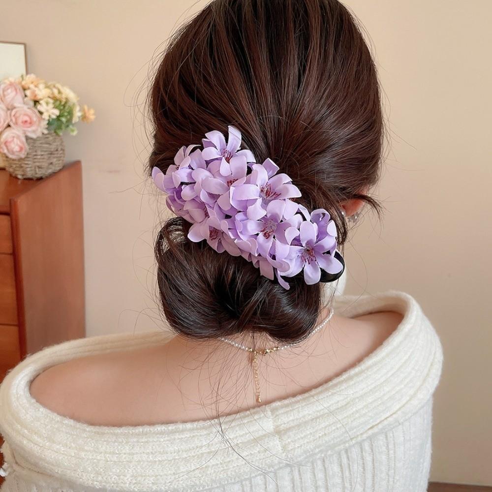 Fresh Acrylic Flower Hairpin Cloth Ancient Style Hanfu Hair Clip Colorful Korean Style Ponytail Holder Girls