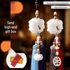 White Jade Lotus Car Pendant with Double Tassel - Safe Travels Rearview Mirror Ornament