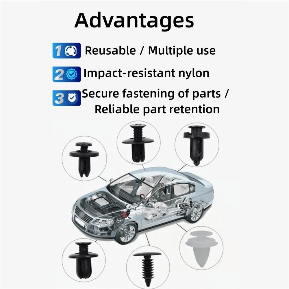100pcs Push Retainer Pin Auto Fastener Clip Mixed Size Car Bumper Retaining Clips  Car Body