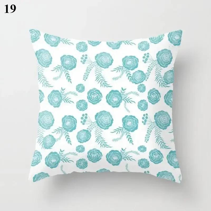 Light Blue Green Mint Cushion Cases Geometric Pattern Smooth Pillowcase American Style Comfortable Soft Home Decorations 45*45Cm