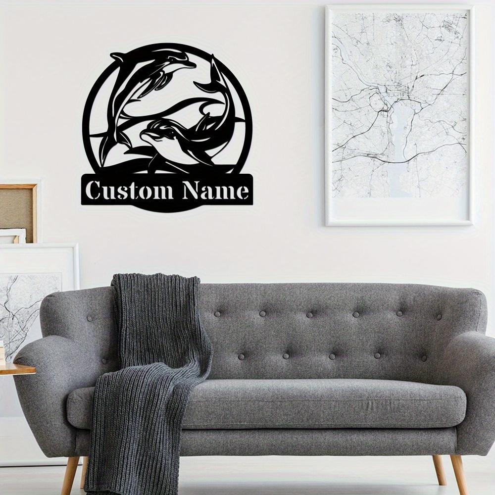 Personalizable Dolphin Metal Wall Sign, Custom Home Garden Decor, Outdoor Party Holiday Gift