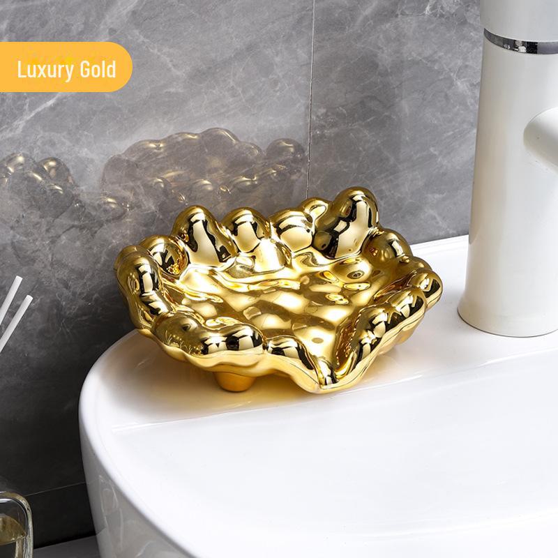Deluxe Electroplated Soap Dish with Drain & Punch-Free Wall Mount