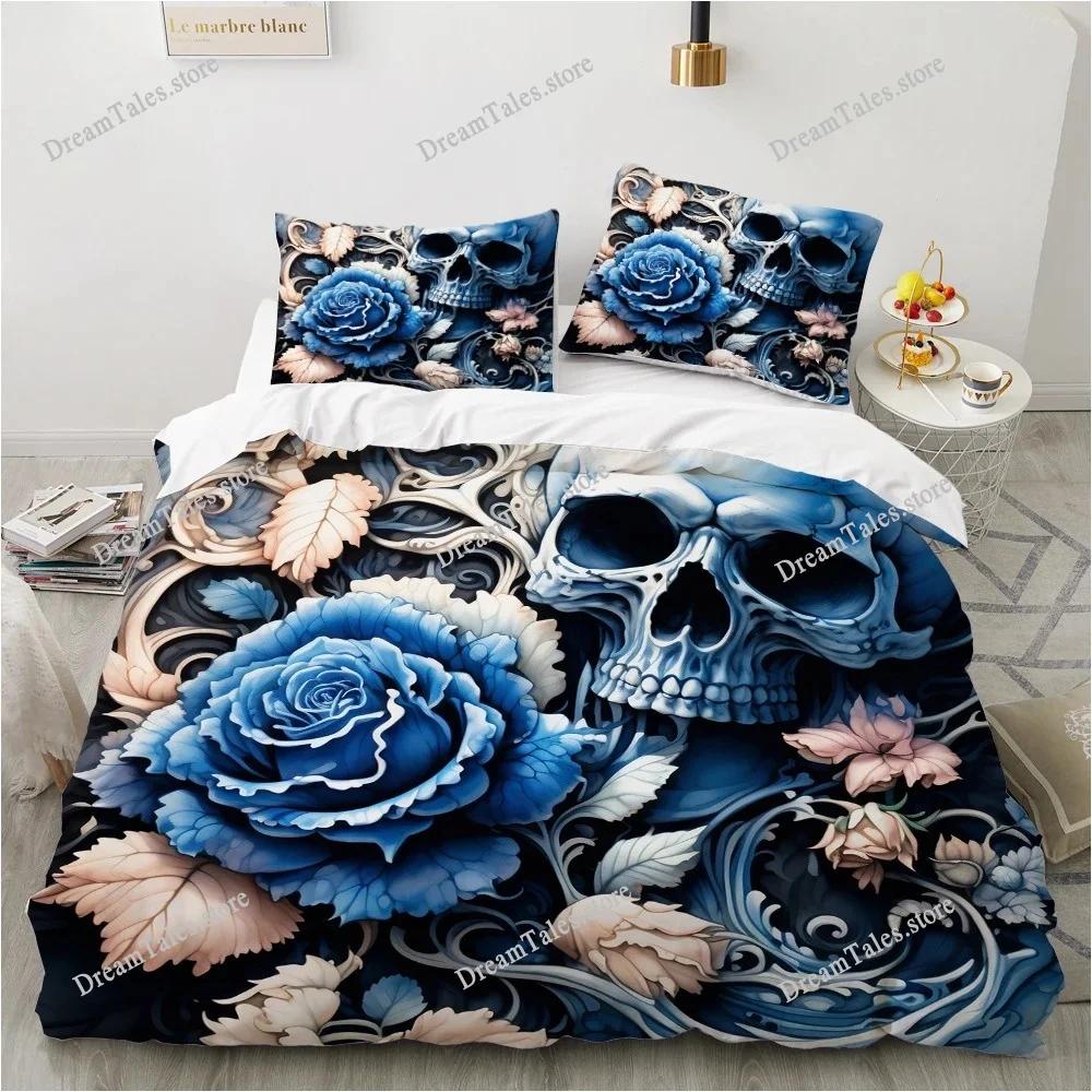 3D Print Skull Bedding Set Boys Girls Twin Queen King Size Duvet Cover Pillowcase Bed Boys Adult Home Textileextile Luxury Gift