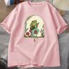 Men's Loose Fit Green T-Shirt with Aesthetic Frog Playing Banjo Design