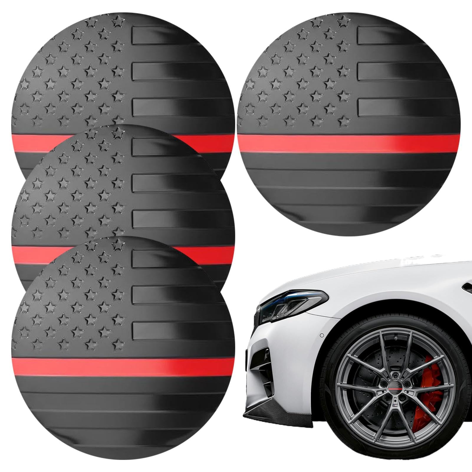 

Flag Wheel Center Cover, 4 US Flag Wheel Center Cap, Rotor Center Cover, Car Please refer to the description