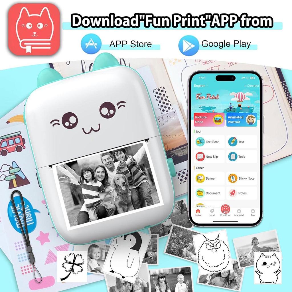 Portable Bluetooth Mini Printer for Students and Home Use