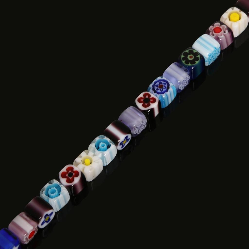 63Pcs High Quality Cube Multiple Patterns Smooth Glass Beads For Jewelry Decoration Making DIY Bracelet Necklace Earring