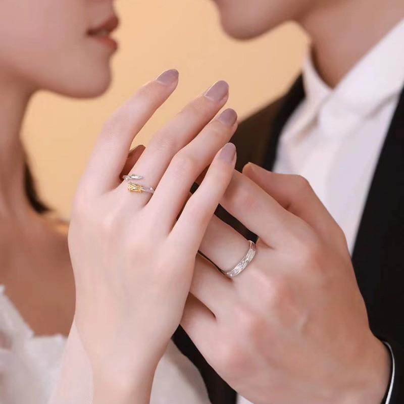 Verstellbares Partnerring-Set Inspiriert vom Kleinen Prinzen Rose Minimalistisches Vintage Vergoldeter Unisex Schmuck