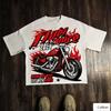 Biker Retro Street Style Unisex Cotton TShirt with Fhyby Shnice Print Breathable Heavyweight Fabric Regular Fit for Motorcycl