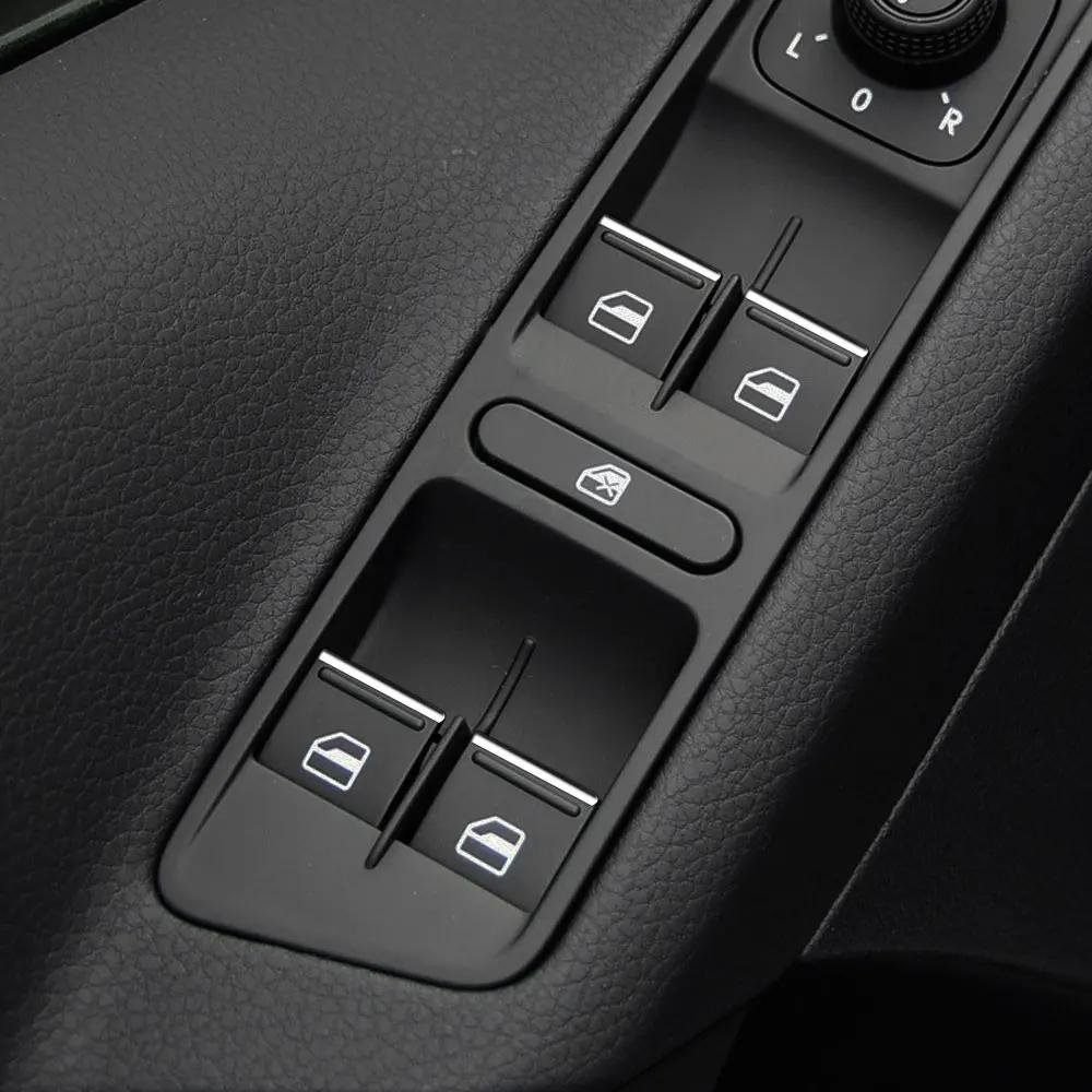 7Pcs Car Window Lift Button Sequin Sticker for Volkswagen VW Tiguan Passat for Skoda Karoq Chrome Accessories