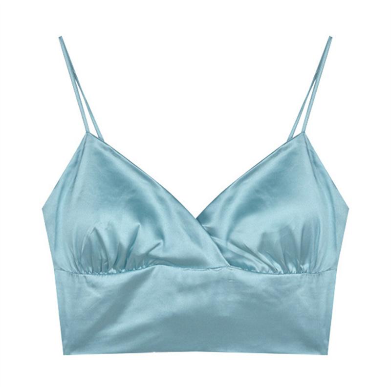 Nový sexy temperamentní dvoudílný oblek Dámská jarní a letní móda Síťovaná perspektiva Košile na opalování s výstřihem do V Modrá smyčka