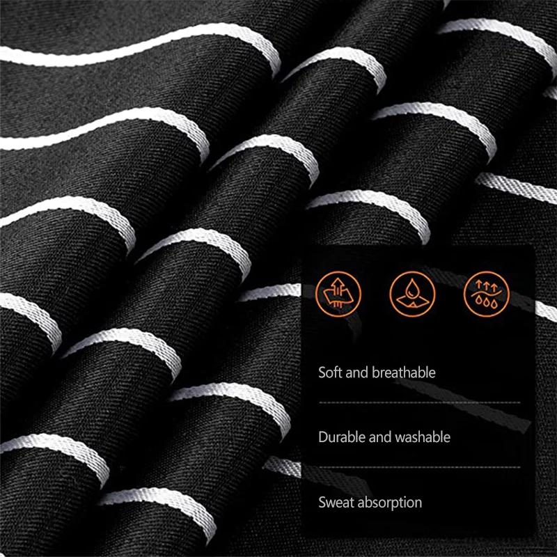 Șorț de bucătărie cu dungi, șorț cu mânecă lungă, șorț cu 2 buzunare, șorț de lucru pentru bărbați și femei, restaurant, bucătărie, copt, consumabile de bucătărie