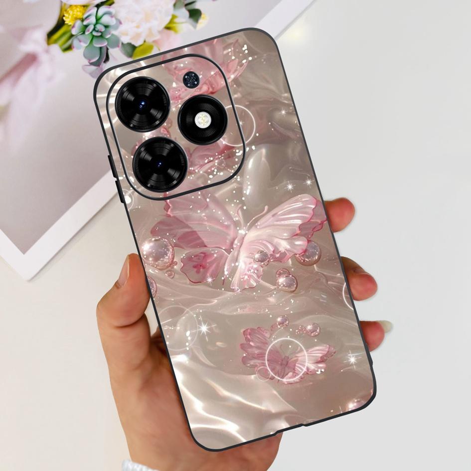 For Tecno Spark 20C Case Spark 20 Pro Cover Popular Flower Butterfly Clear Silicone Phone Cases For Tecno Spark 20 Spark20 Funda