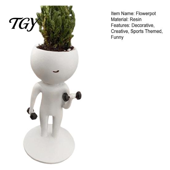 Minimalist Resin Flower Pot Creative Fitness Figure Pot, Succulents with Treadmill Yoga And Modern Plant Dumbbell Design, Funny Sports Themed Planter