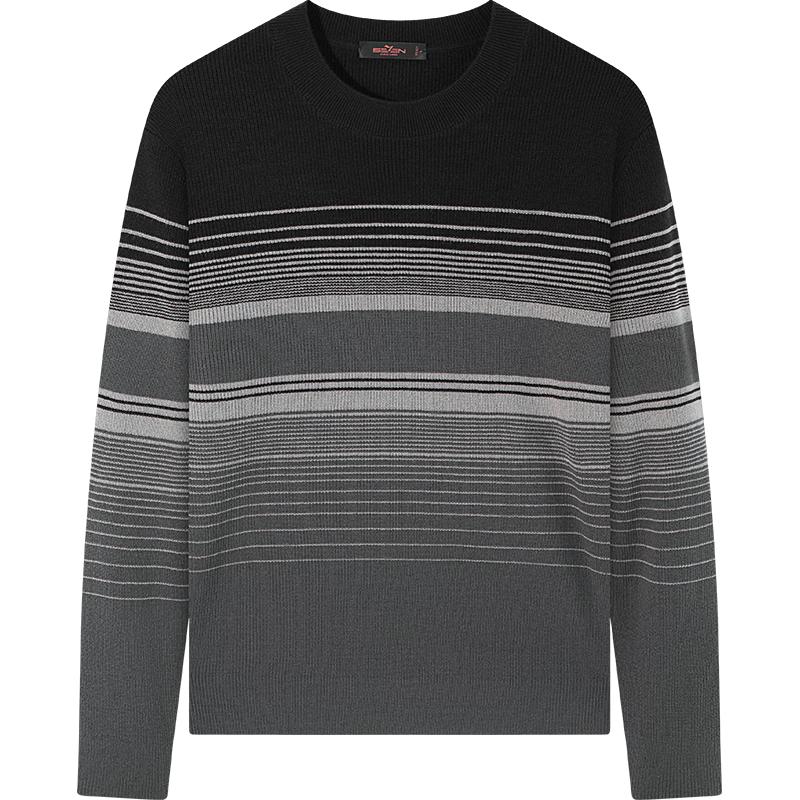 

Qipai Men s 7A Antibacterial Striped Wool Blend Pullover Sweater 2XL