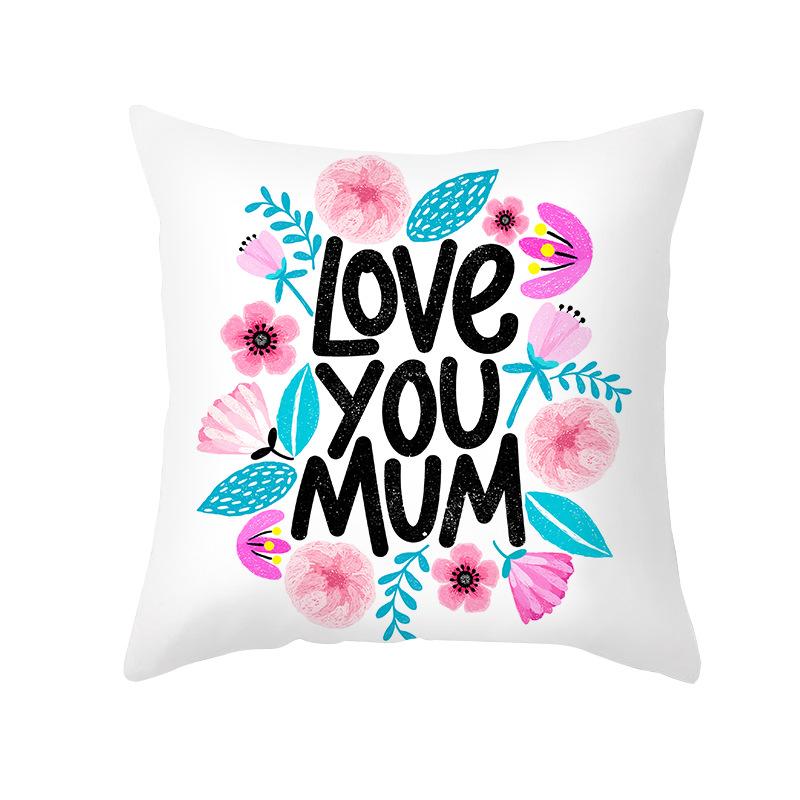 New Mother's Day Printed Pillow Cover Peach Skin Home Sofa Decoration Pillow Bedroom Cushion Pillow Cover