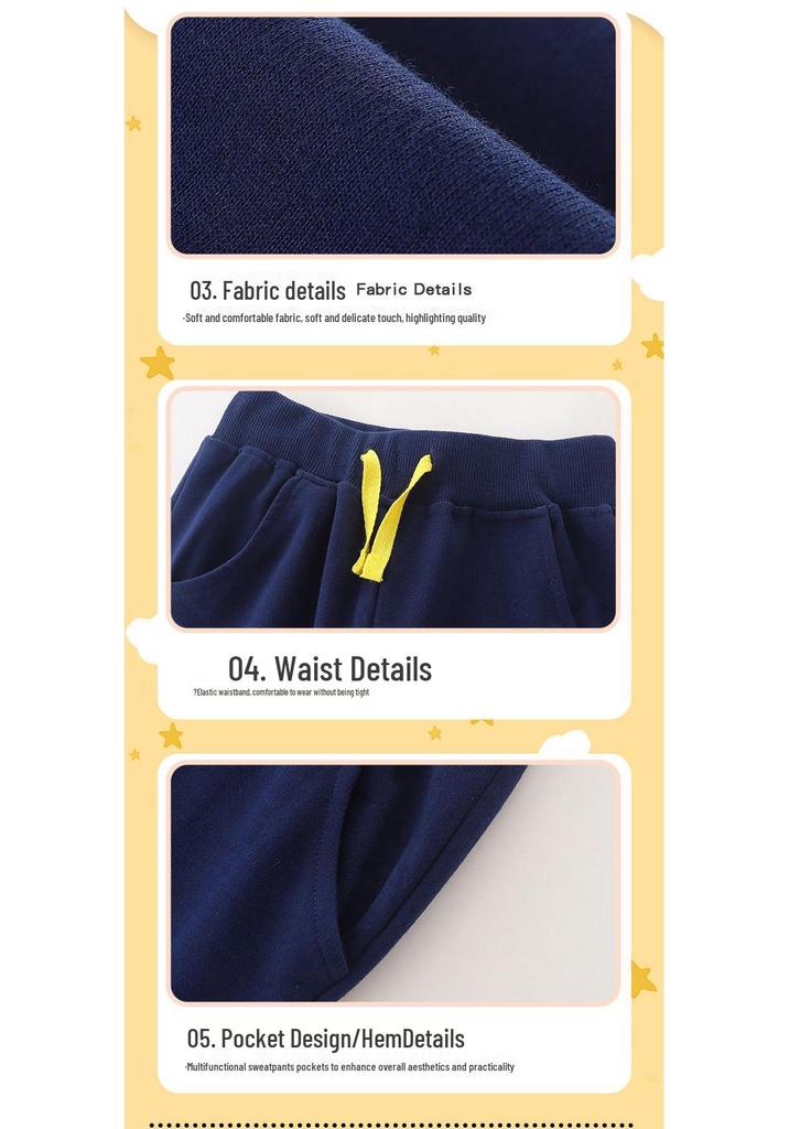 Boys' Autumn Cartoon Embroidered Jogger Pants - European Fashion Style