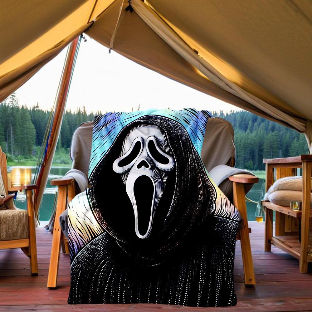 1pc Scream Outdoor Blanket Lightweight Flannel, Soft & Warm, All Season Use for Sofa, Outdoor, Camping, Living Room, Office, Chair