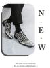 Men's Large Pointed Toe Leather Brogue Loafers - Shiny Leopard Print, British Style