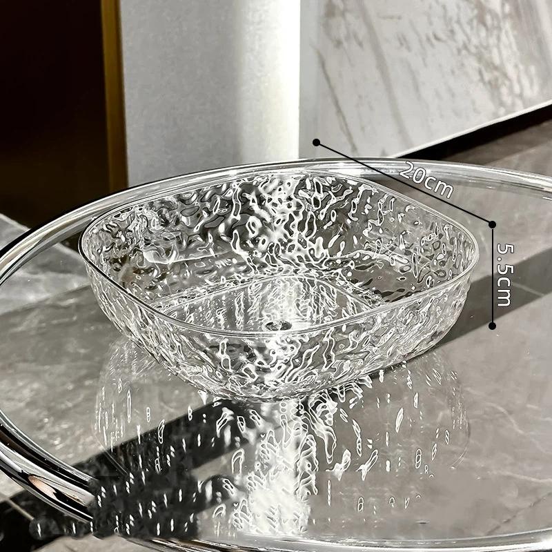 Clear Hammered Plastic Fruit Bowls Shatter Resistant Large Capacity For Kitchen Counter Fruits Veggies Snacks