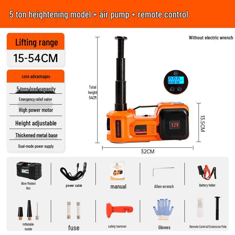 5-Ton Multi-Function Vehicle-Mounted Electric Jack with Electric Wrench and Air Pump for Tire Changes