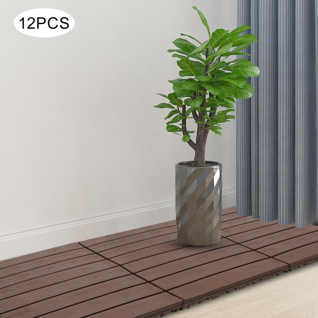 Plăci de Deck Interconectabile, Pachet de 12 Plăci de Podea cu Aspect de Lemn – Plăci Impermeabile de 30x30 cm pentru Balcon, Verandă, Interior și Exterior
