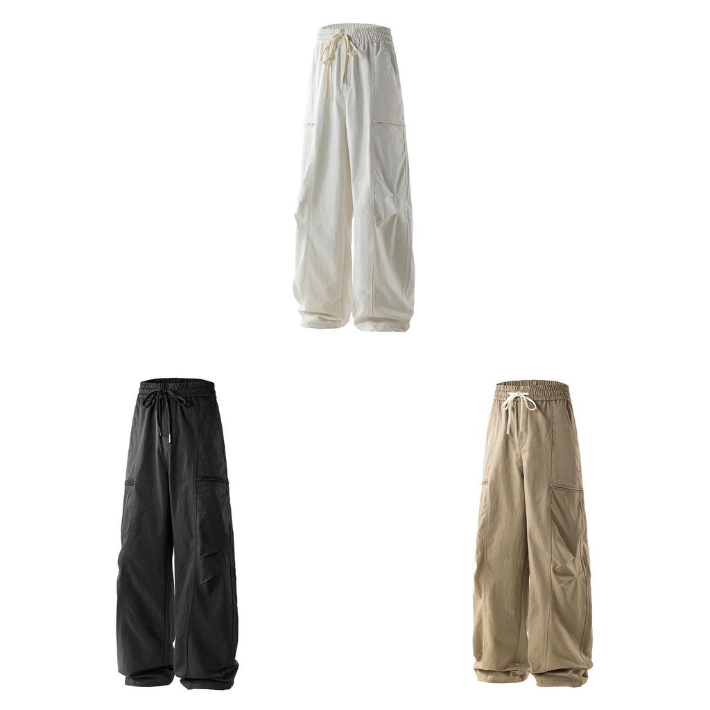 Mens Casual Wide Leg Pants With Drawstring For Streetwear Youth Fashion