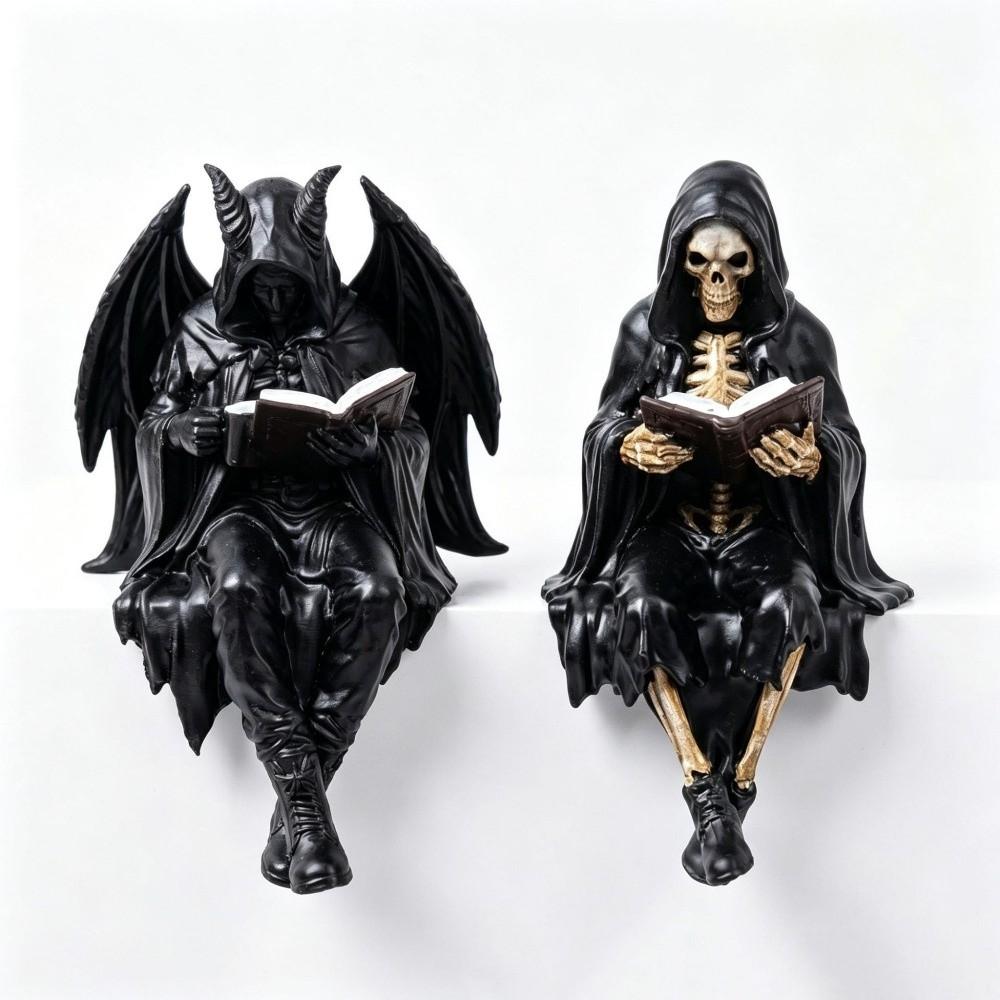 Wizard Reading Men Statue Decoration Desktop Ornaments Sitting Man Sculpture Halloween Decoration