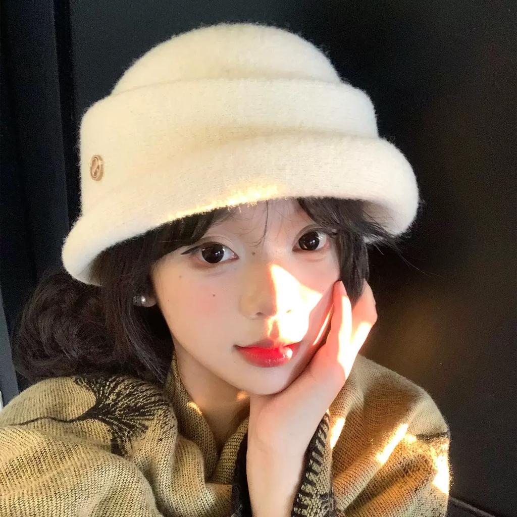 French Hepburn Style Elegant Woolen Hemming Thousand Gold Top Hat Children Autumn And Winter Retro Versatile Face Small Bucket Hat
