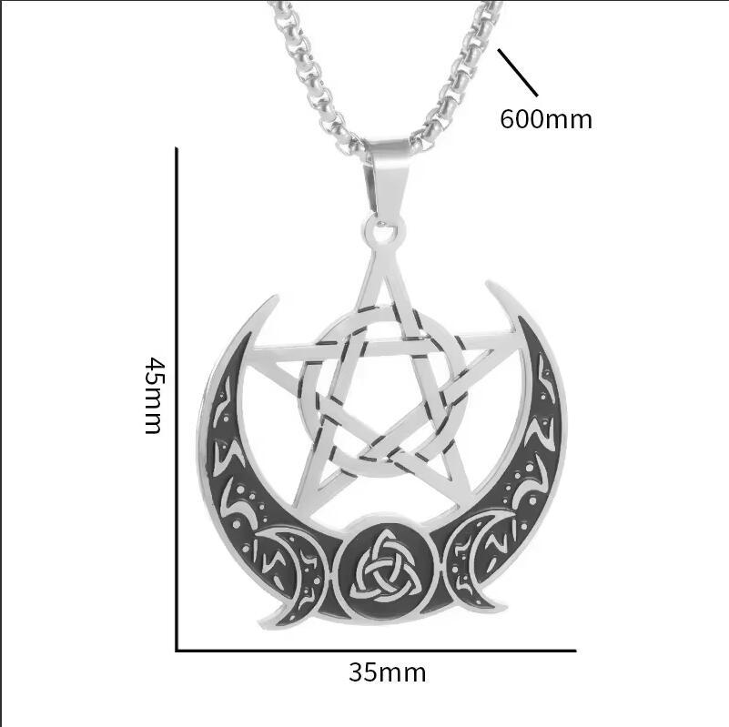 Men and Women's Minimalist Fashion Trend Minimalist Crescent Pentagram Pendant Necklace