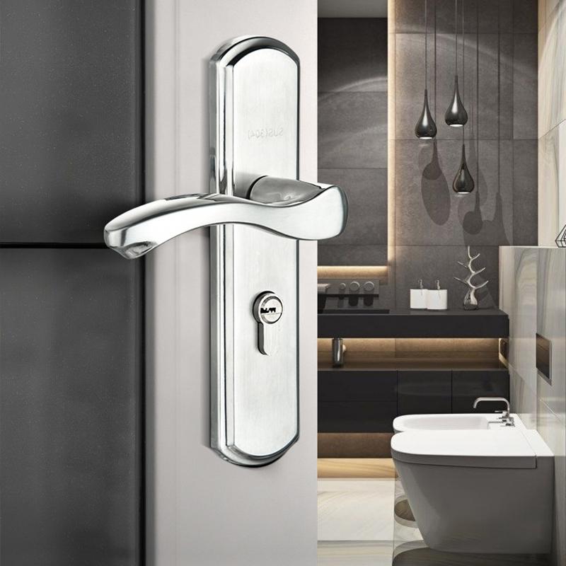 Silver Stainless Steel Bathroom Door Lock, Multi-hole Distance Specifications Appearance, Free Delivery