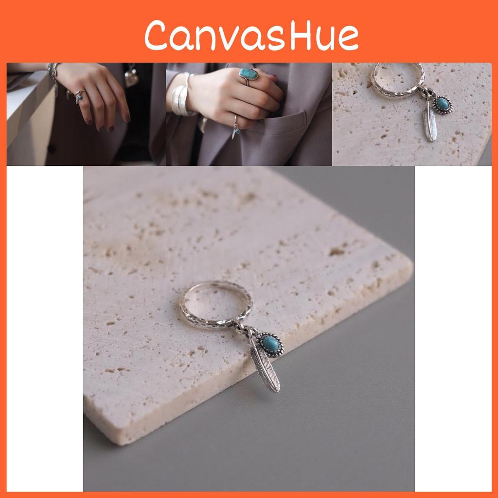 Stylish Geometric Open Adjustable Copper Ring For Women With Vintage Hawk Feather Design