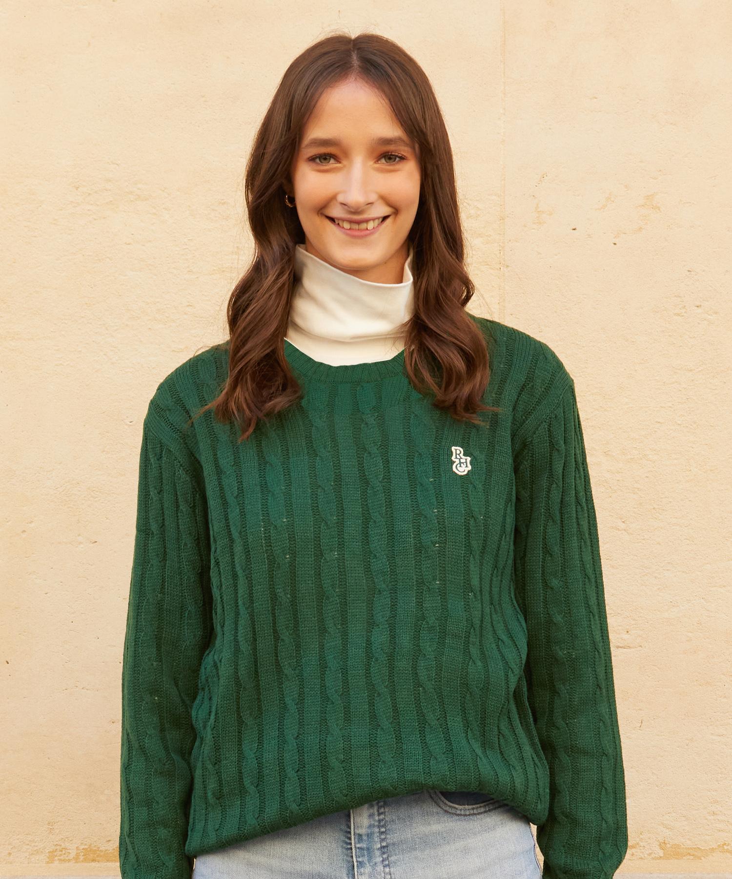 Royal Club Holiday Royal Mark Round Cable Knit Green L